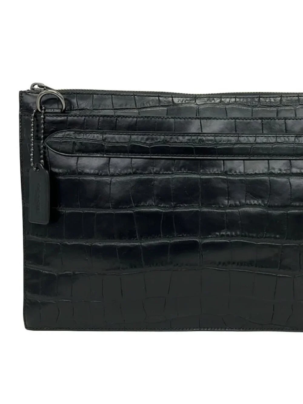 COACH Manhattan Convertible Slim Messenger Bag 25992 Black Leather Clutch Bag